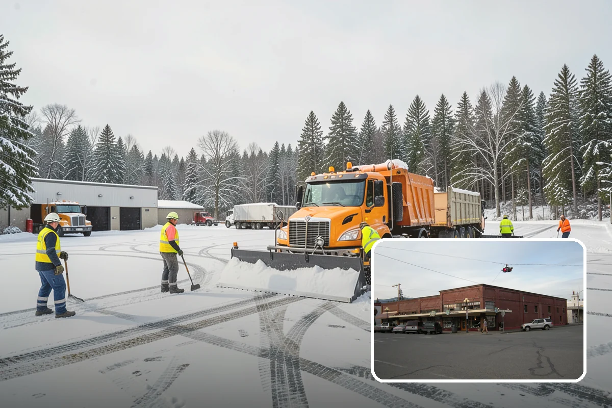 Church Parking Lot Snow Removal in Sedro-Woolley, Skagit County, WA - Congregations arrive to a cleared lot for weekend and holiday services