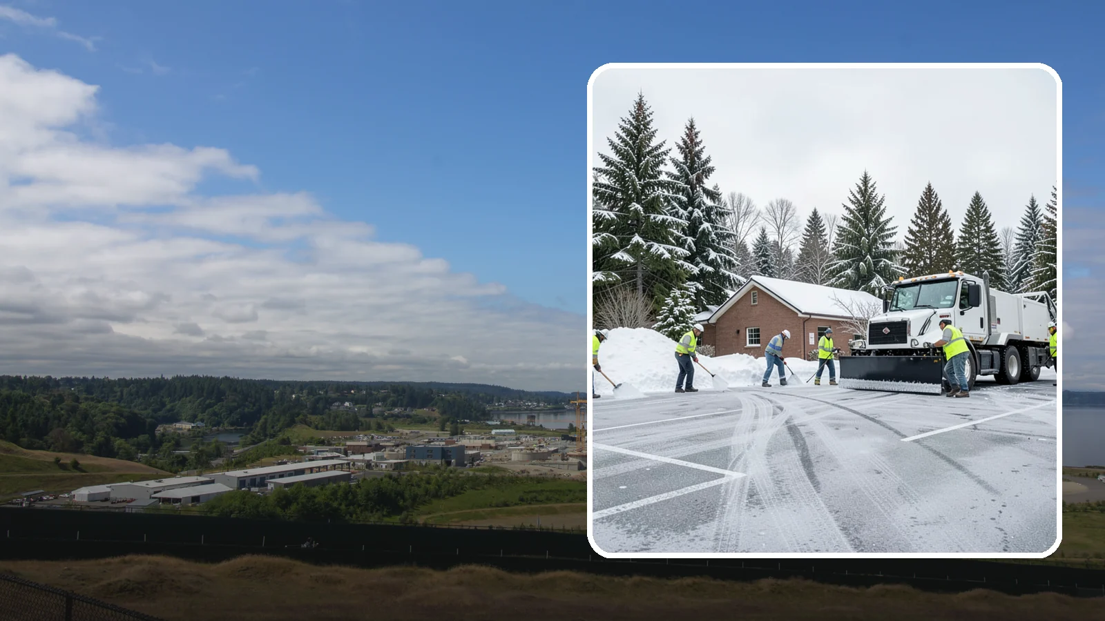 Church Parking Lot Snow Removal in University Place, Pierce County, WA - We clear church lots ahead of weekend services so Western Washington congregations gather safely in winter.