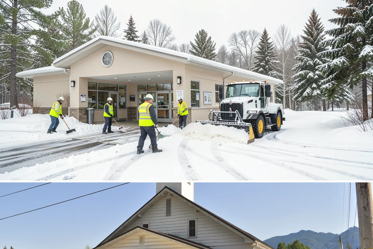 Church Property Snow Removal in Concrete, Skagit County, WA - Church property service is most needed for winter gatherings from December through February.