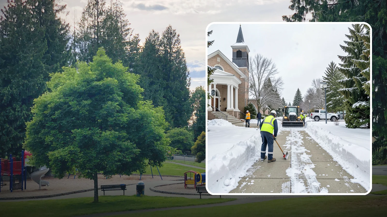 Church Sidewalk Clearing in Bonney Lake, Pierce County, WA - Congregation-focused sidewalk clearing for Western Washington churches, keeping entry plazas and walks safe for services...