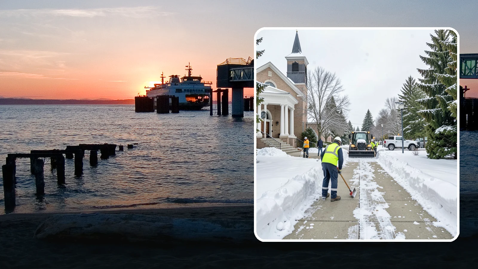 Church Sidewalk Clearing in Edmonds, Snohomish County, WA - Congregation-focused sidewalk clearing for Western Washington churches, keeping entry plazas and walks safe for services...