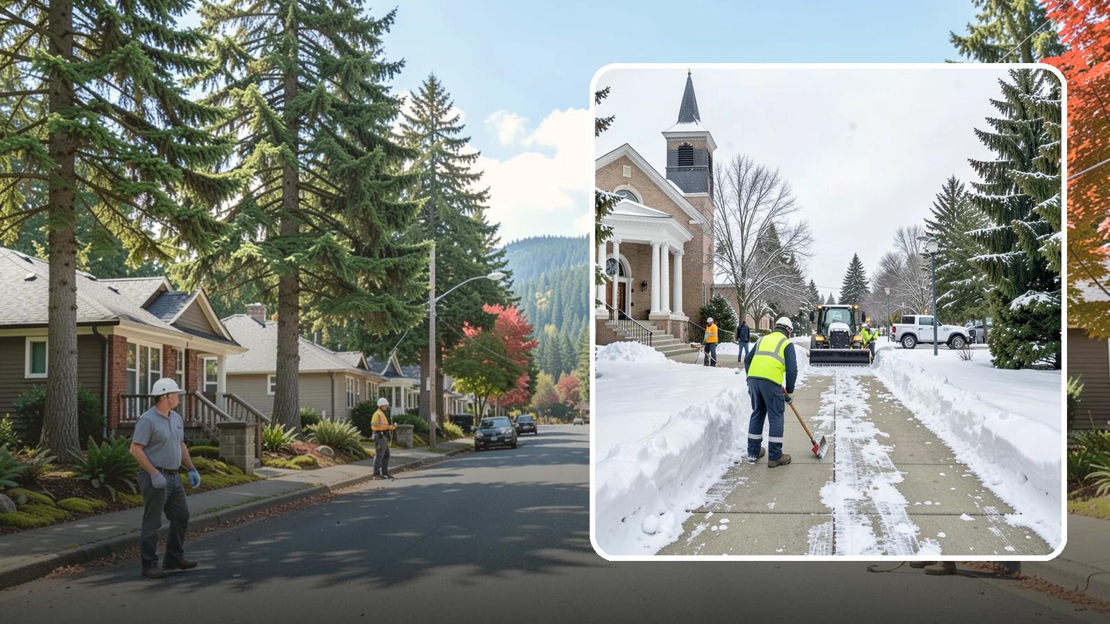 Church Sidewalk Clearing in Hunts Point, King County, WA - Congregation-focused sidewalk clearing for Western Washington churches, keeping entry plazas and walks safe for services...