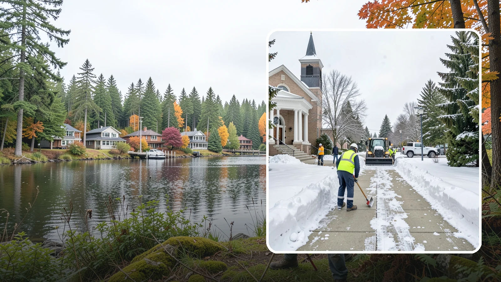 Church Sidewalk Clearing in La Conner, Skagit County, WA - Congregation-focused sidewalk clearing for Western Washington churches, keeping entry plazas and walks safe for services...