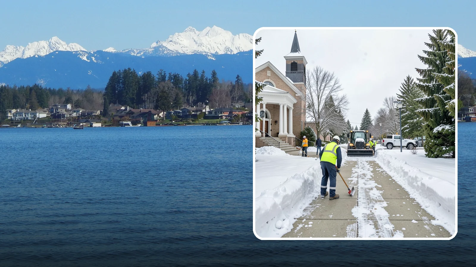 Church Sidewalk Clearing in Lake Stevens, Snohomish County, WA - Congregation-focused sidewalk clearing for Western Washington churches, keeping entry plazas and walks safe for services...