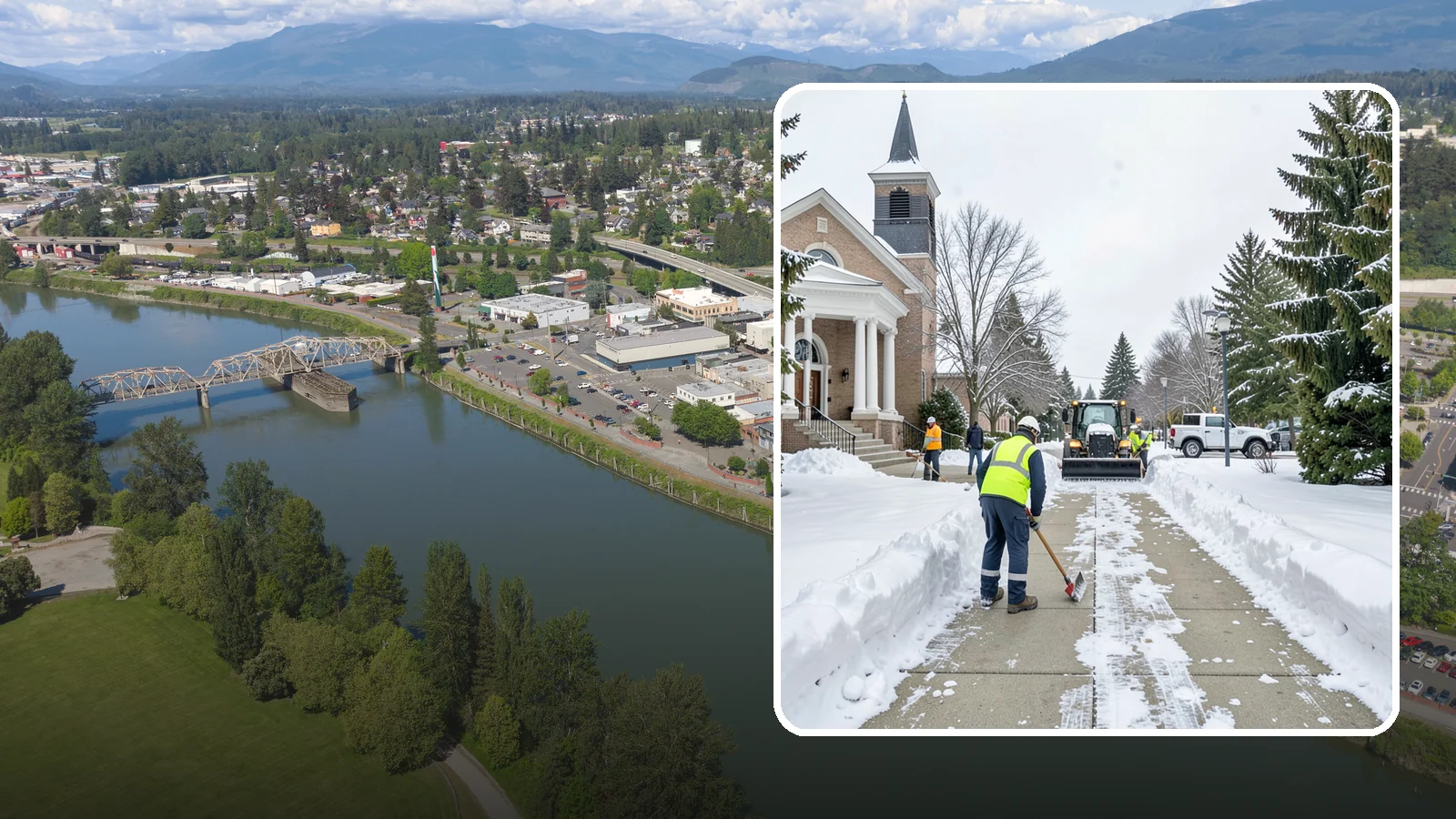 Church Sidewalk Clearing in Mount Vernon, Skagit County, WA - Congregation-focused sidewalk clearing for Western Washington churches, keeping entry plazas and walks safe for services...
