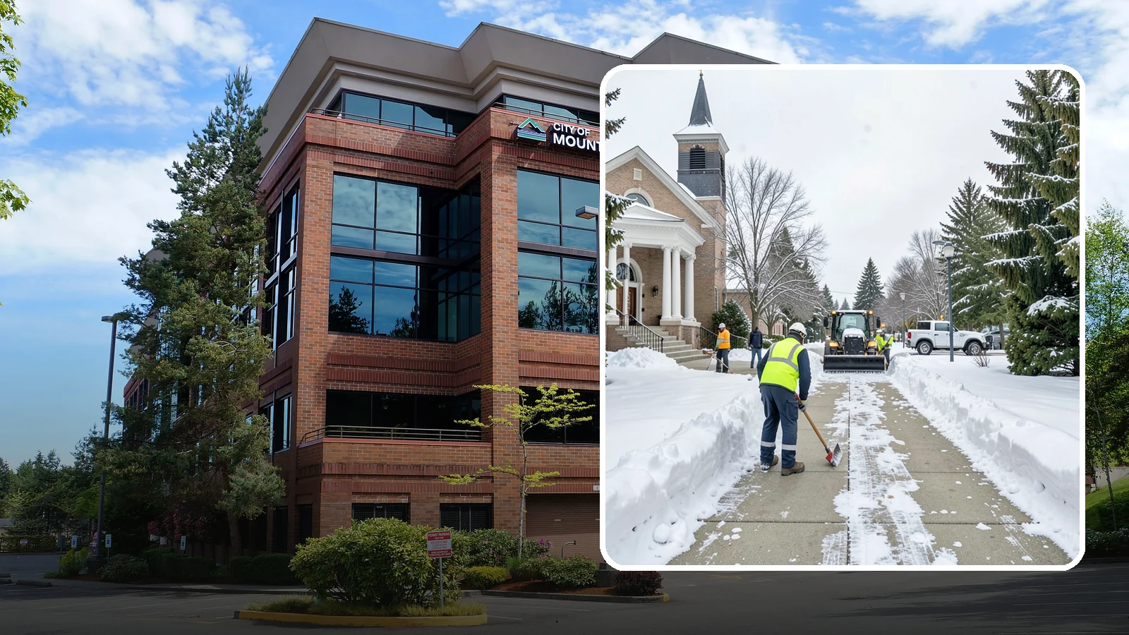 Church Sidewalk Clearing in Mountlake Terrace, Snohomish County, WA - Congregation-focused sidewalk clearing for Western Washington churches, keeping entry plazas and walks safe for services...