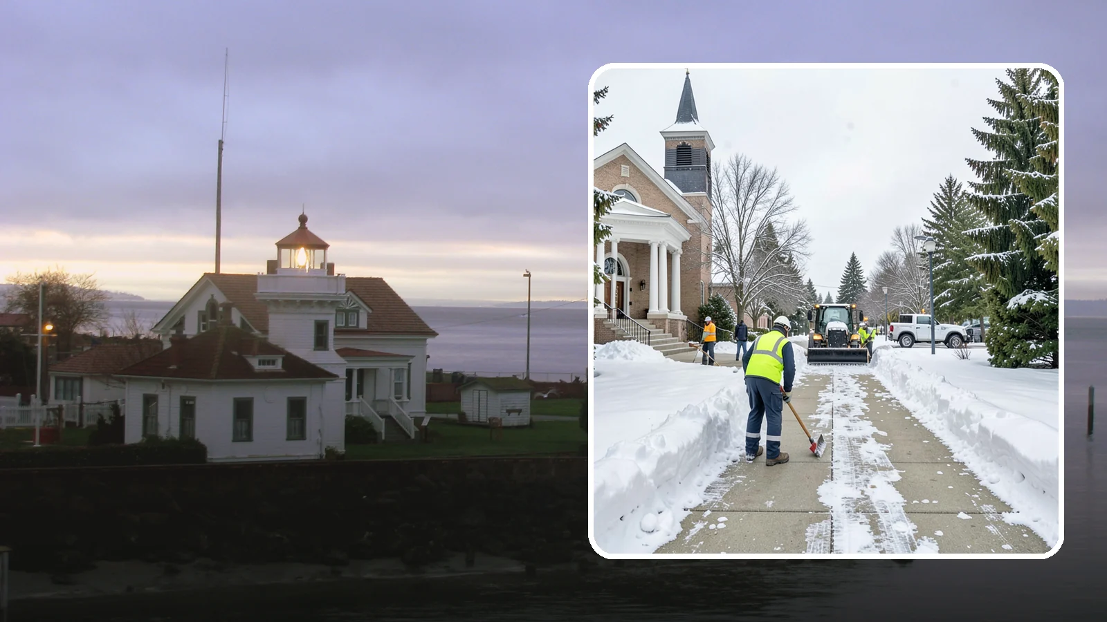 Church Sidewalk Clearing in Mukilteo, Snohomish County, WA - Congregation-focused sidewalk clearing for Western Washington churches, keeping entry plazas and walks safe for services...
