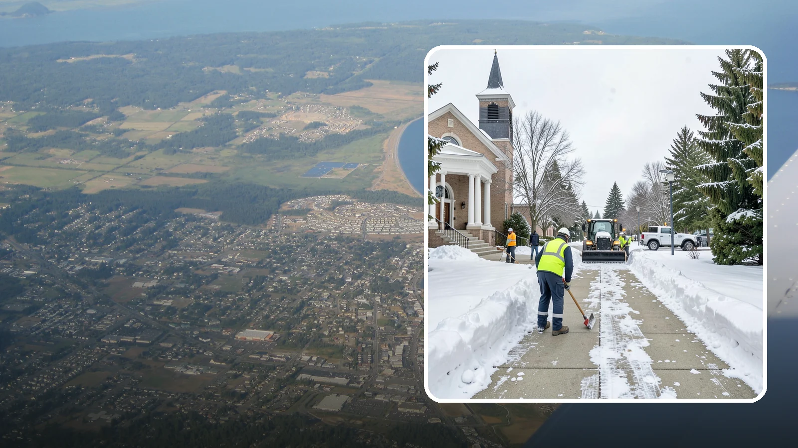 Church Sidewalk Clearing in Oak Harbor, Island County, WA - Congregation-focused sidewalk clearing for Western Washington churches, keeping entry plazas and walks safe for services...
