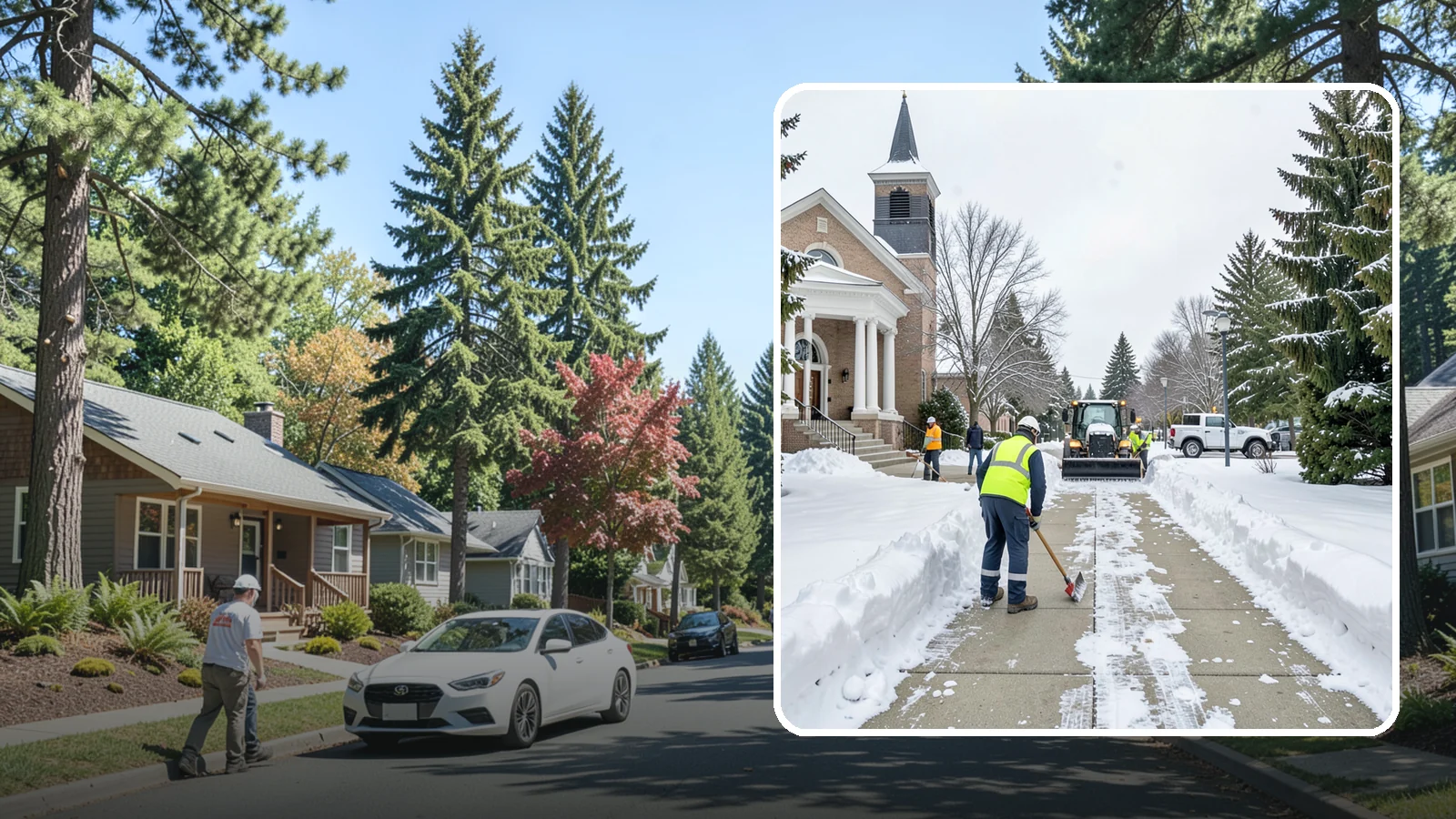 Church Sidewalk Clearing in Orting, Pierce County, WA - Congregation-focused sidewalk clearing for Western Washington churches, keeping entry plazas and walks safe for services...