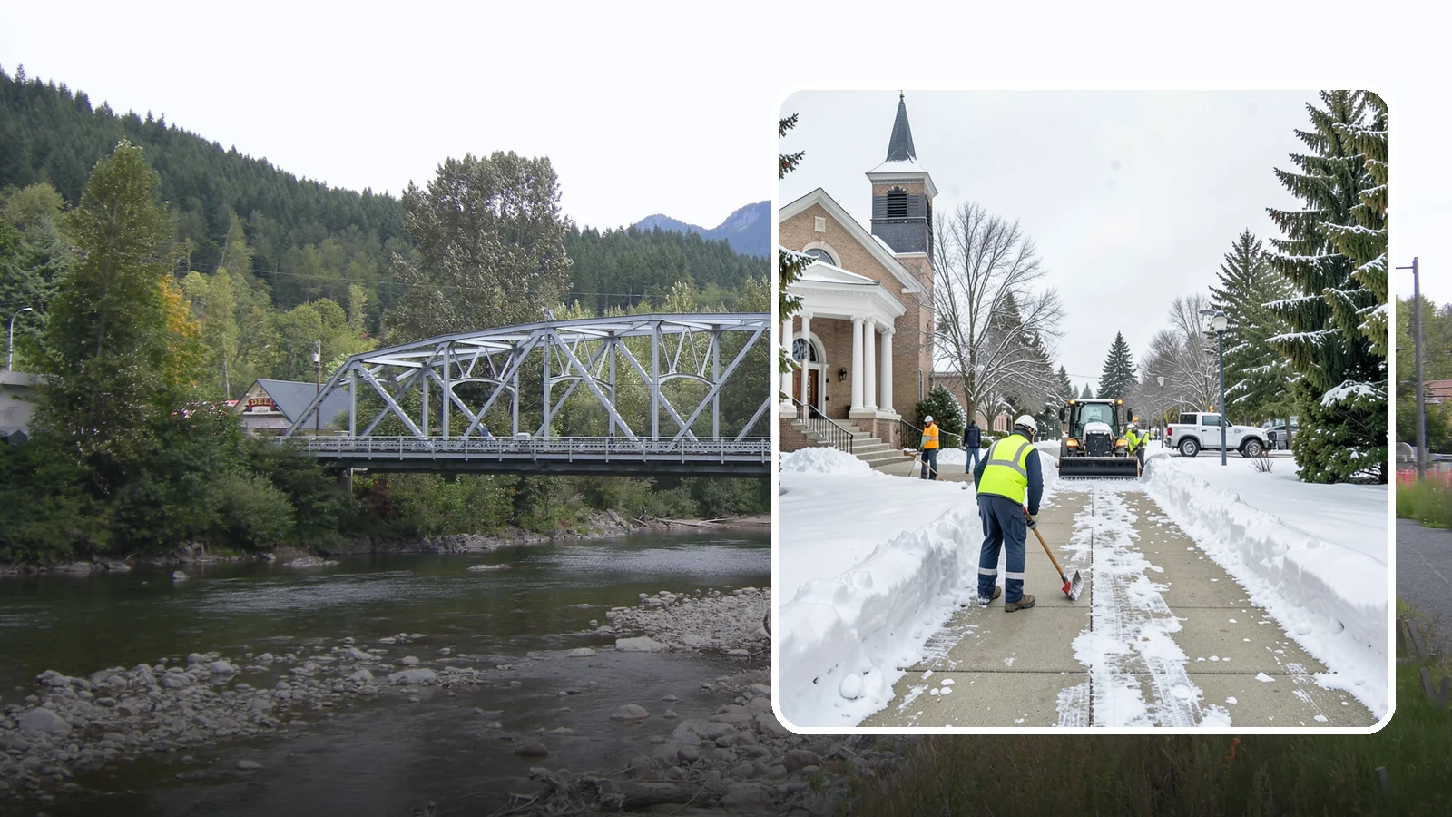 Church Sidewalk Clearing in Skykomish, King County, WA - Congregation-focused sidewalk clearing for Western Washington churches, keeping entry plazas and walks safe for services...