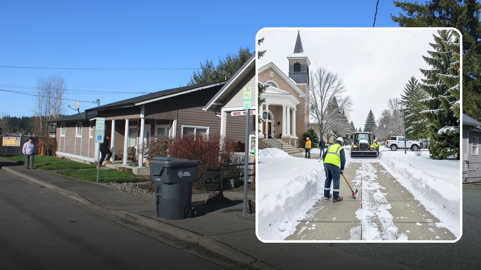 Church Sidewalk Clearing in South Prairie, Pierce County, WA - Congregation-focused sidewalk clearing for Western Washington churches, keeping entry plazas and walks safe for services...