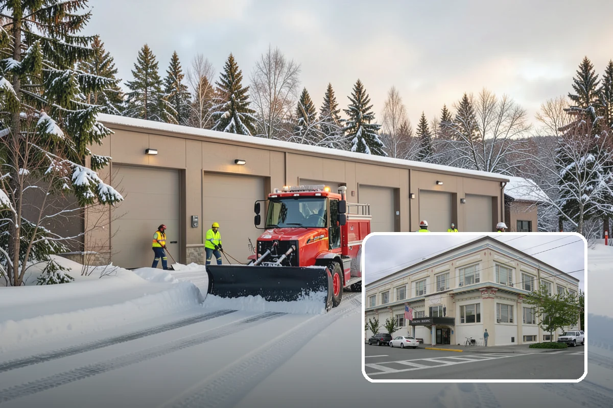 Church Snow Plowing in Anacortes, Skagit County, WA - Main and overflow lots cleared ahead of weekend services