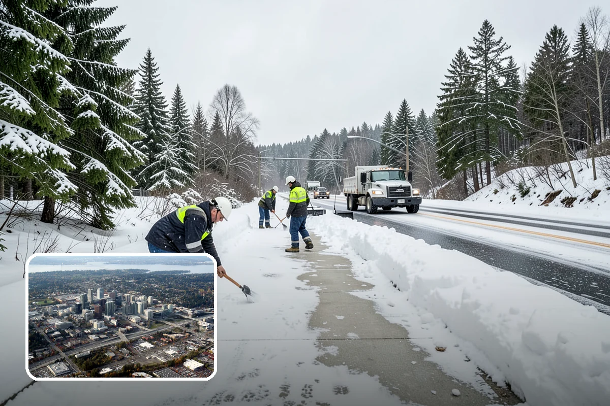 Church Snow Plowing in Bellevue, King County, WA - Main and overflow lots cleared ahead of weekend services