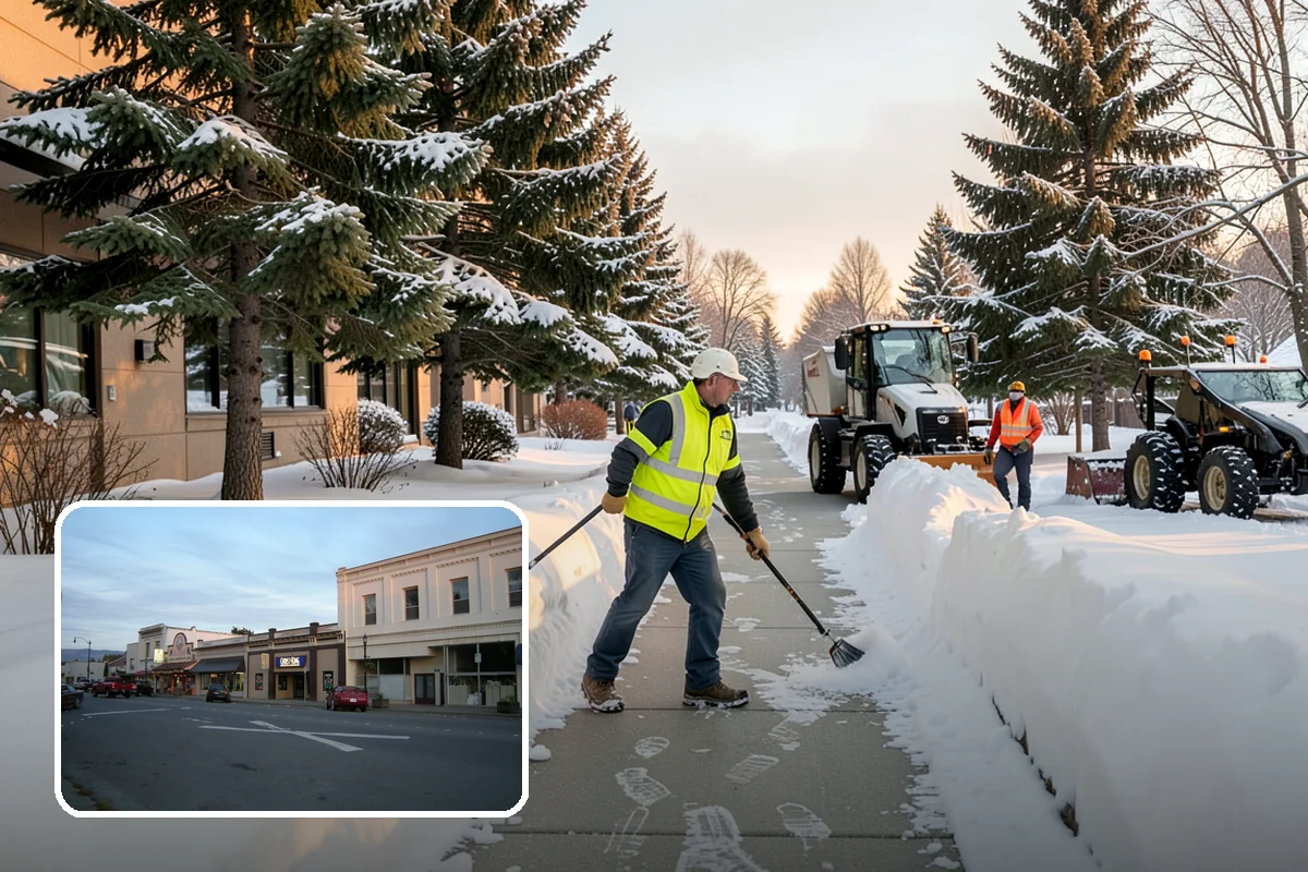 Church Snow Plowing in Burlington, Skagit County, WA - Main and overflow lots cleared ahead of weekend services