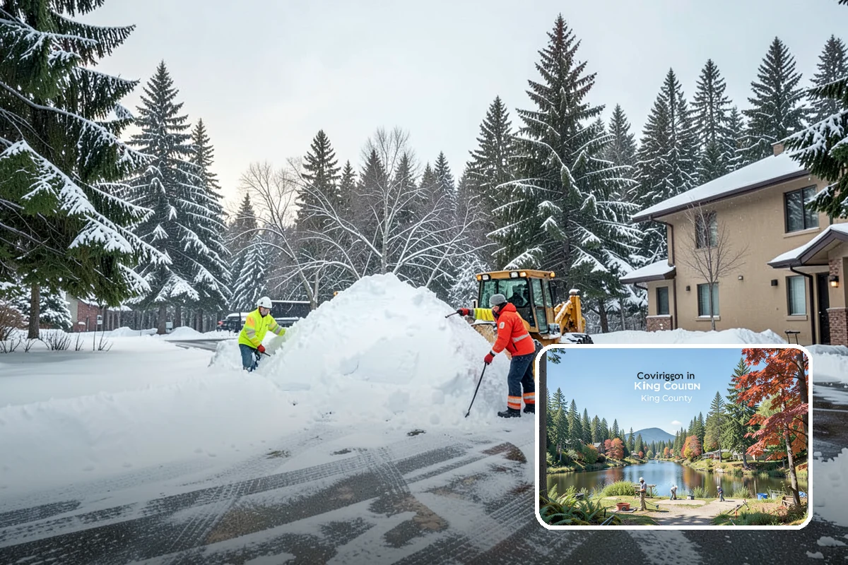 Church Snow Plowing in Covington, King County, WA - Main and overflow lots cleared ahead of weekend services