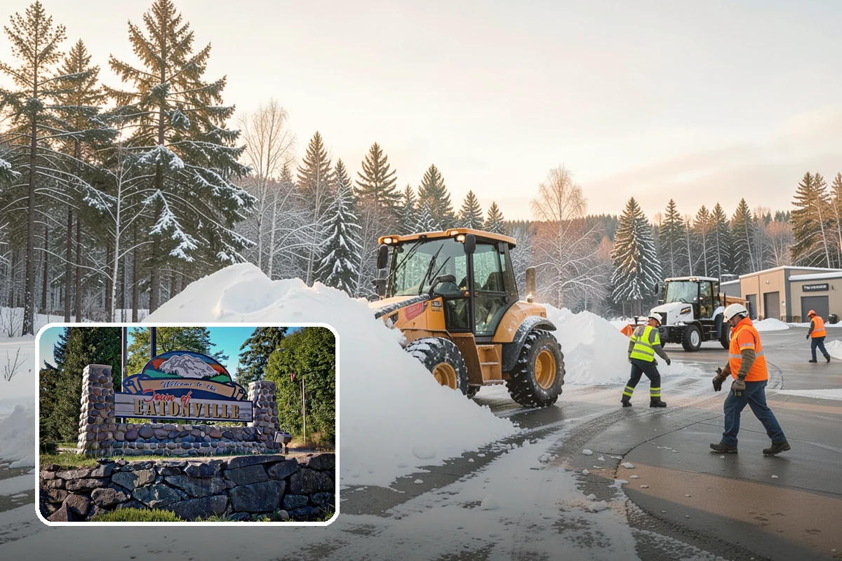 Church Snow Plowing in Eatonville, Pierce County, WA - Main and overflow lots cleared ahead of weekend services