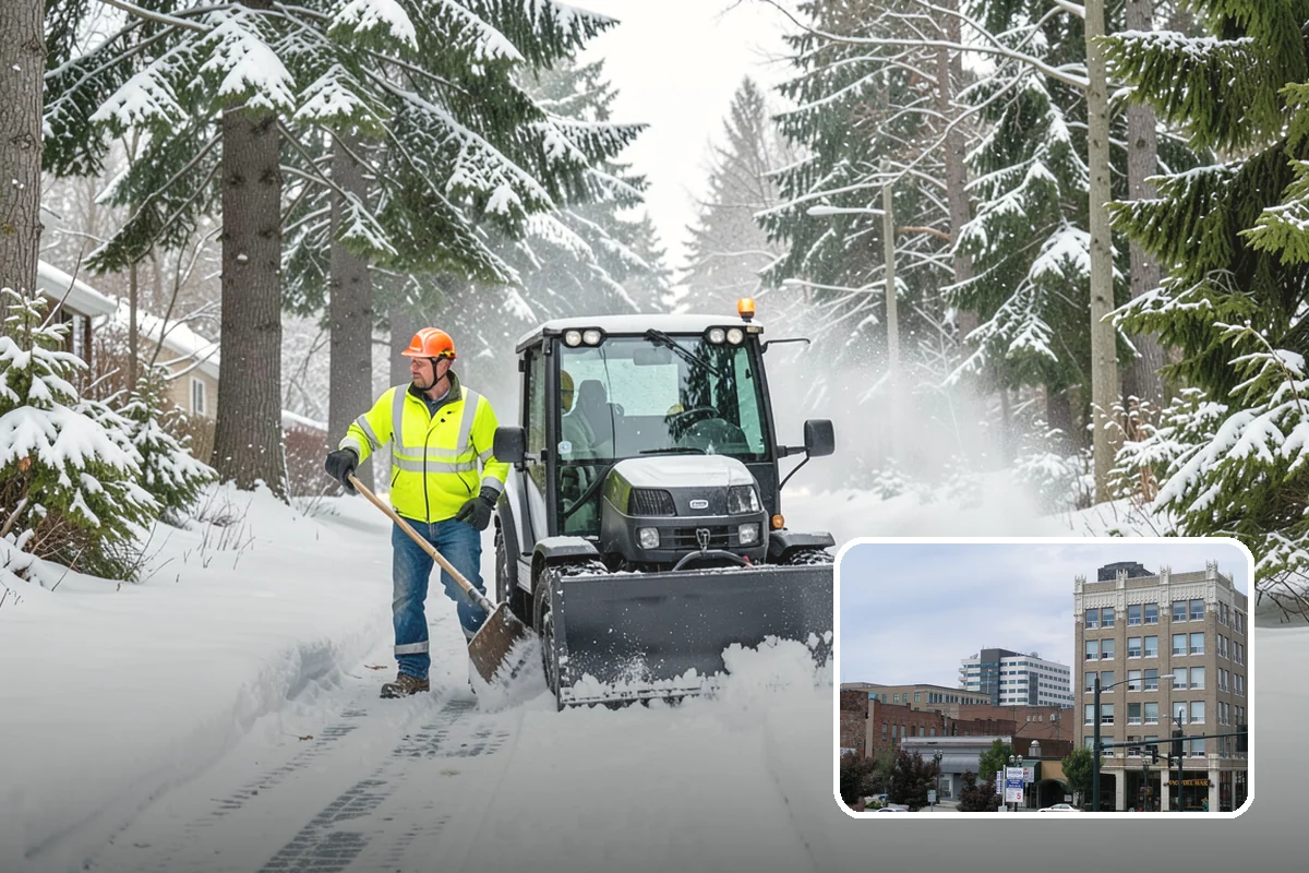 Church Snow Plowing in Everett, Snohomish County, WA - Main and overflow lots cleared ahead of weekend services