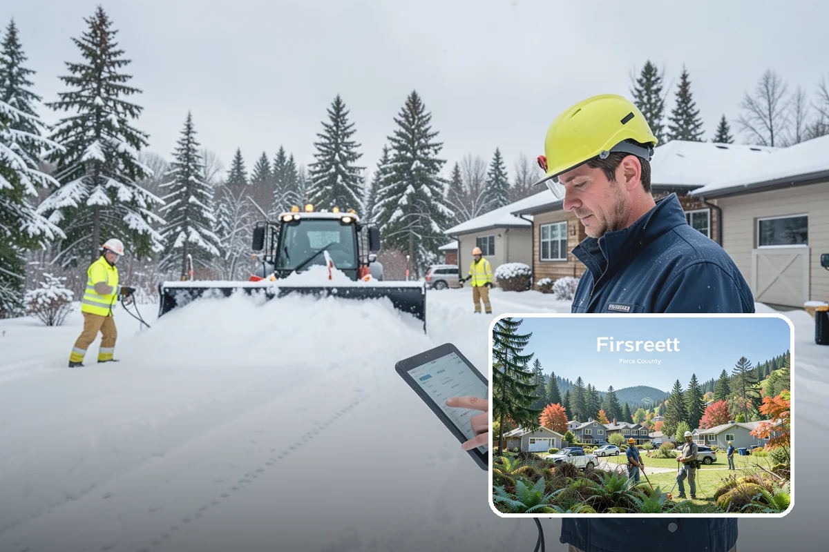 Church Snow Plowing in Fircrest, Pierce County, WA - Main and overflow lots cleared ahead of weekend services