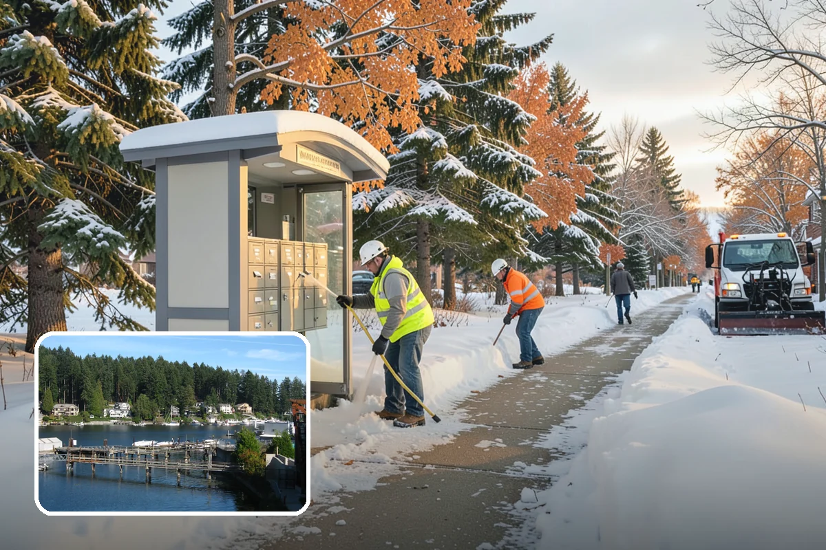 Church Snow Plowing in Gig Harbor, Pierce County, WA - Main and overflow lots cleared ahead of weekend services