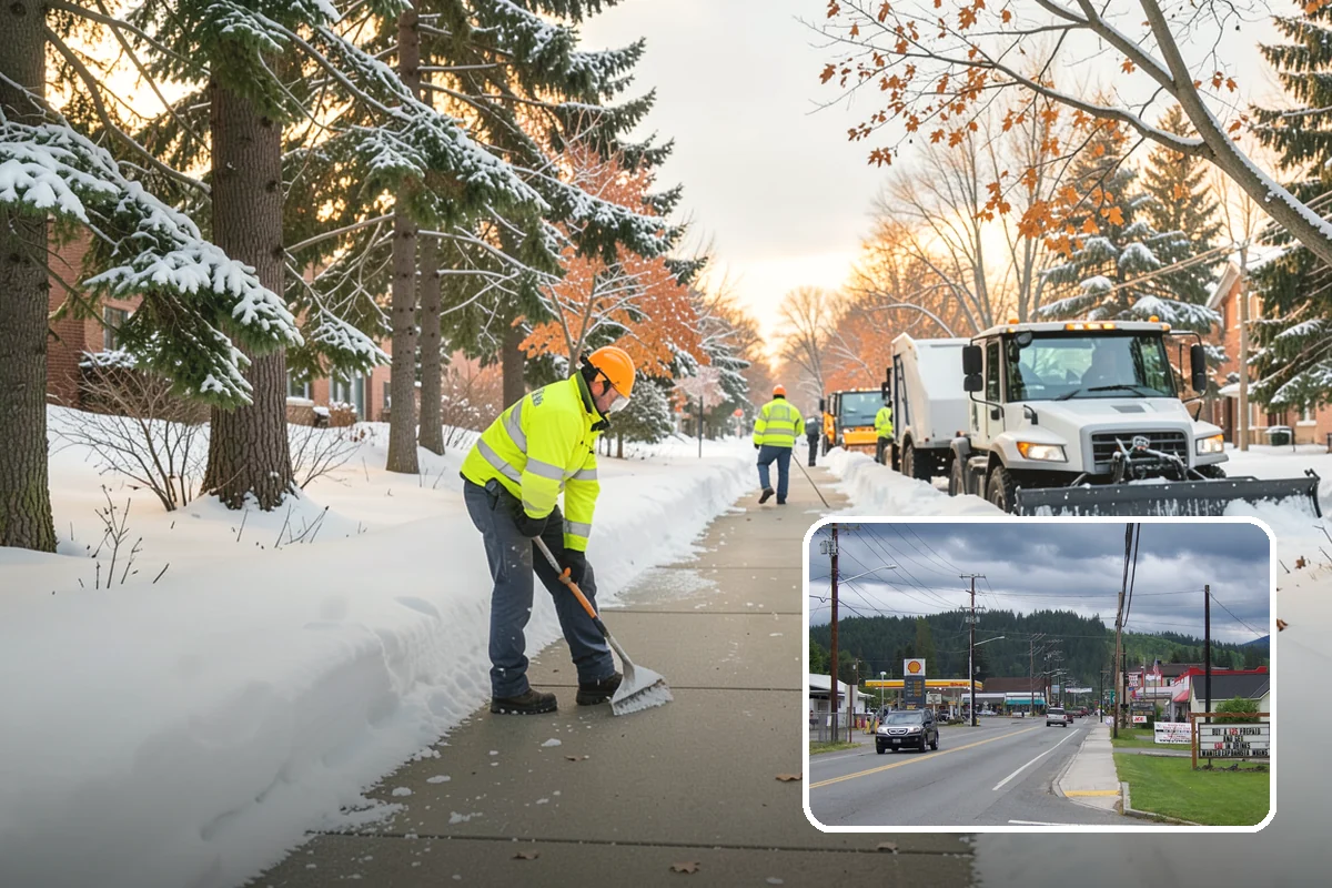 Church Snow Plowing in Granite Falls, Snohomish County, WA - Main and overflow lots cleared ahead of weekend services