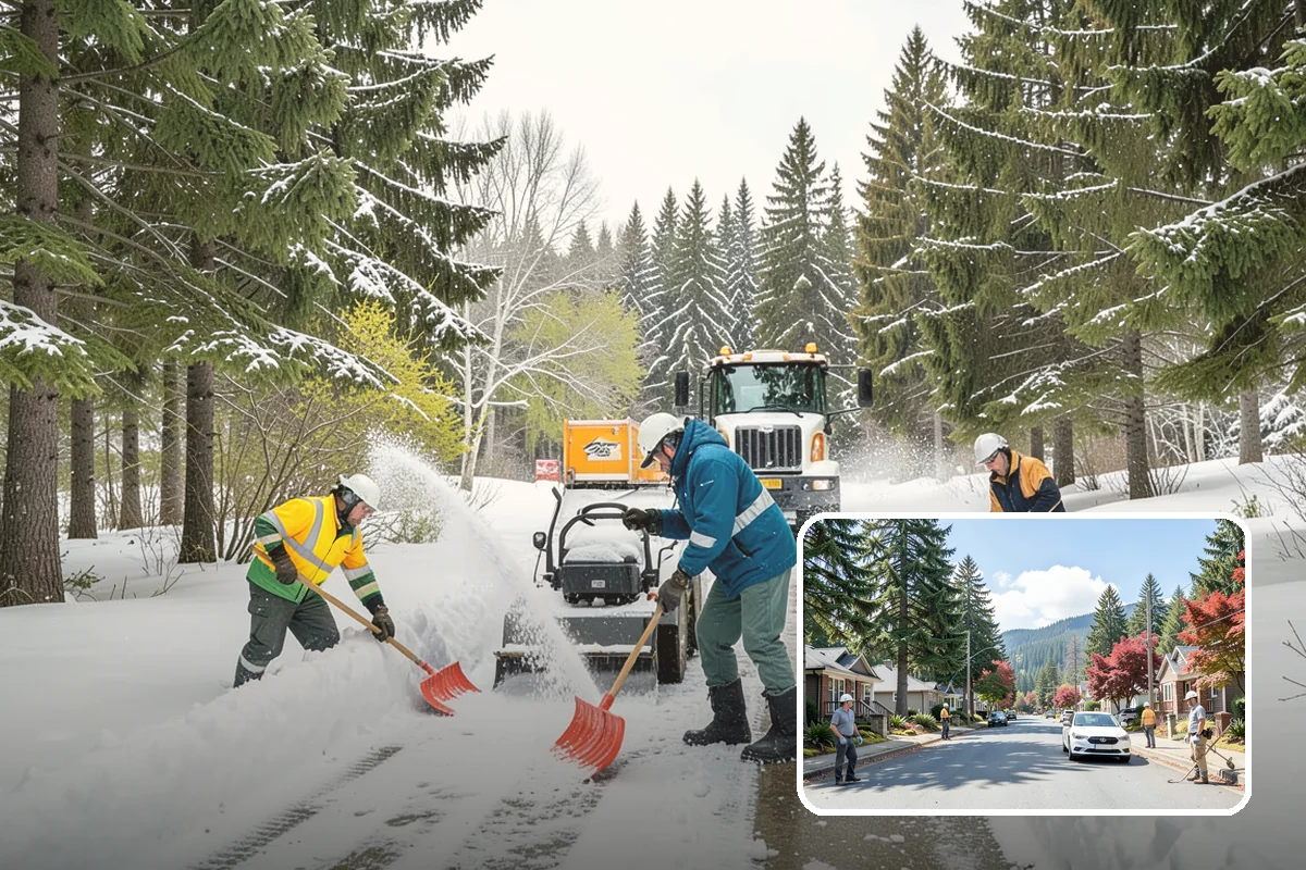 Church Snow Plowing in Hunts Point, King County, WA - Main and overflow lots cleared ahead of weekend services