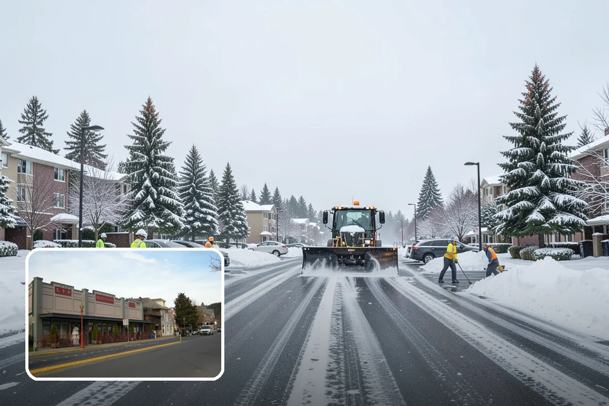 Church Snow Plowing in Issaquah, King County, WA - Main and overflow lots cleared ahead of weekend services