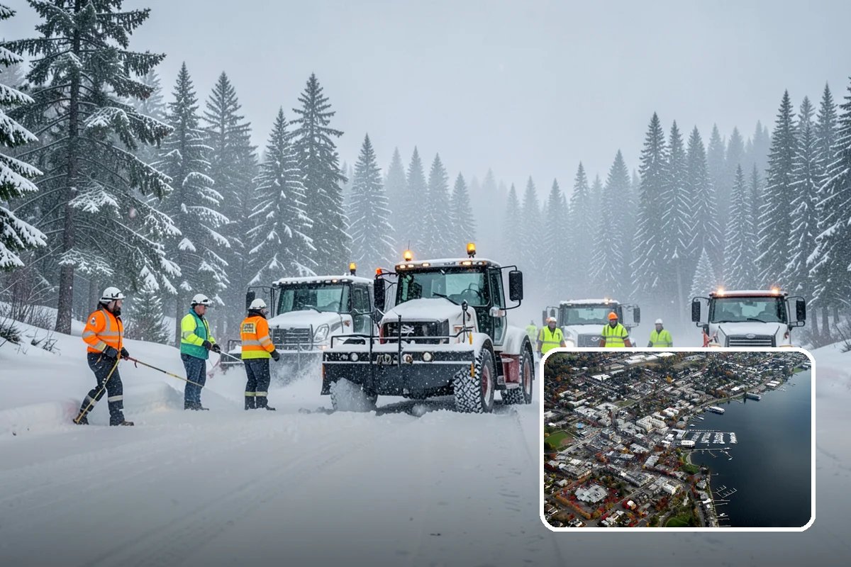 Church Snow Plowing in Kirkland, King County, WA - Main and overflow lots cleared ahead of weekend services