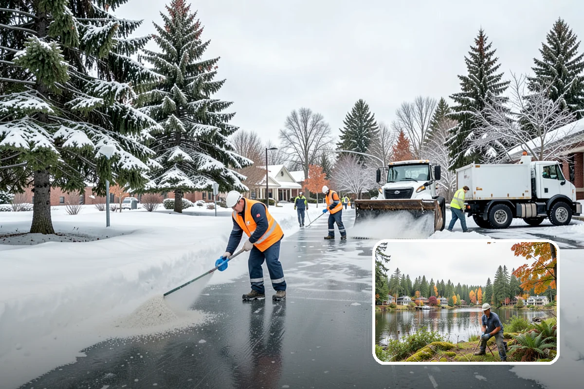 Church Snow Plowing in La Conner, Skagit County, WA - Main and overflow lots cleared ahead of weekend services
