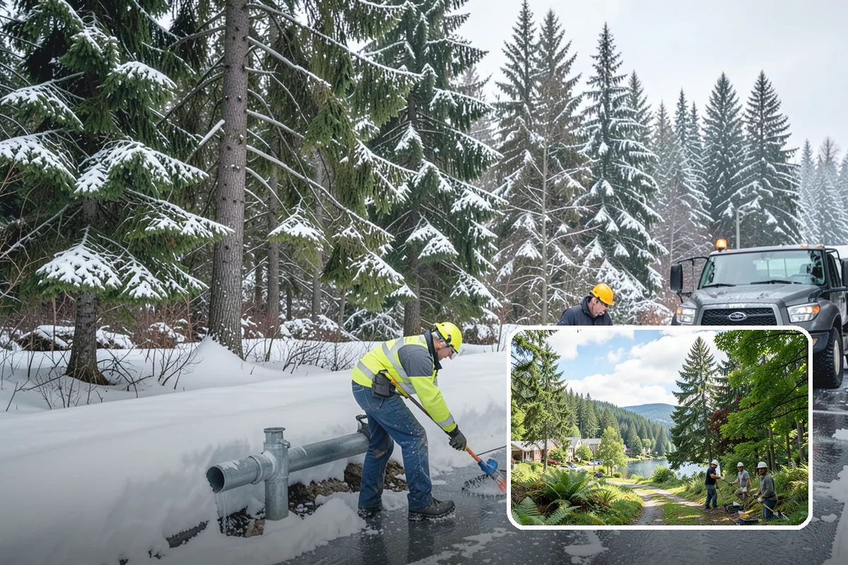 Church Snow Plowing in Lake Forest Park, King County, WA - Main and overflow lots cleared ahead of weekend services