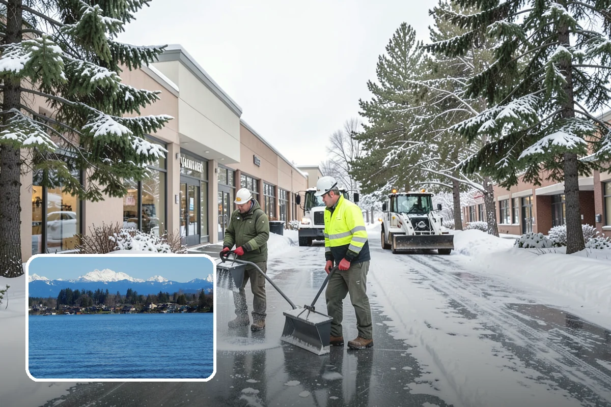 Church Snow Plowing in Lake Stevens, Snohomish County, WA - Main and overflow lots cleared ahead of weekend services
