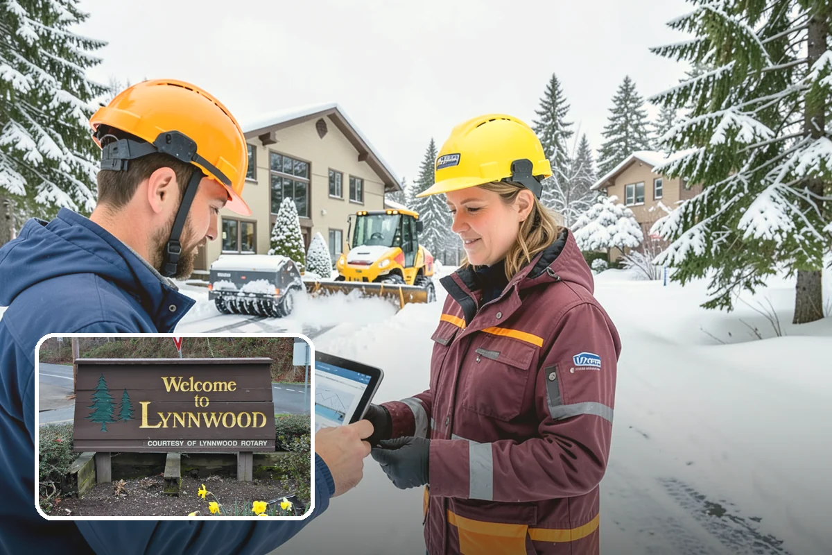 Church Snow Plowing in Lynnwood, Snohomish County, WA - Main and overflow lots cleared ahead of weekend services