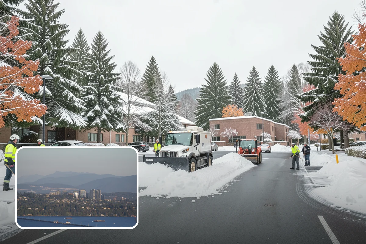 Church Snow Plowing in Medina, King County, WA - Main and overflow lots cleared ahead of weekend services
