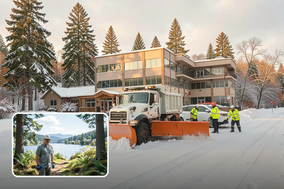 Church Snow Plowing in Milton, King County, WA - Main and overflow lots cleared ahead of weekend services