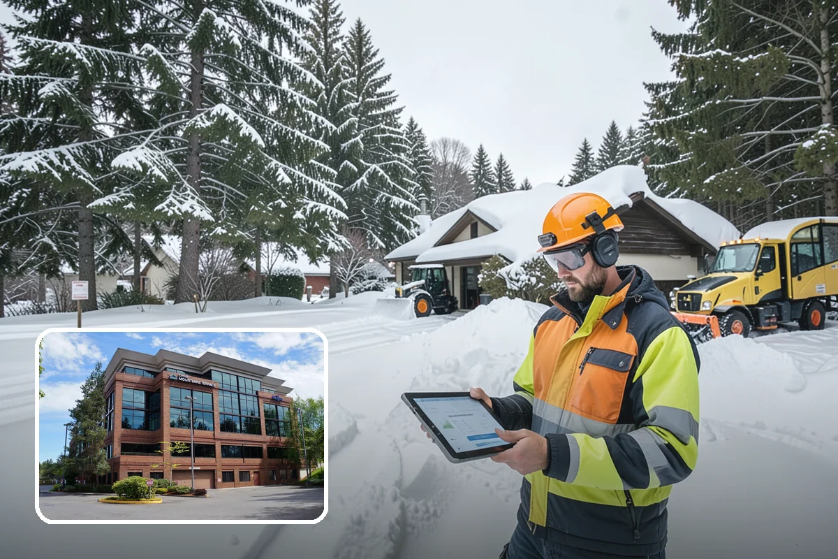 Church Snow Plowing in Mountlake Terrace, Snohomish County, WA - Main and overflow lots cleared ahead of weekend services