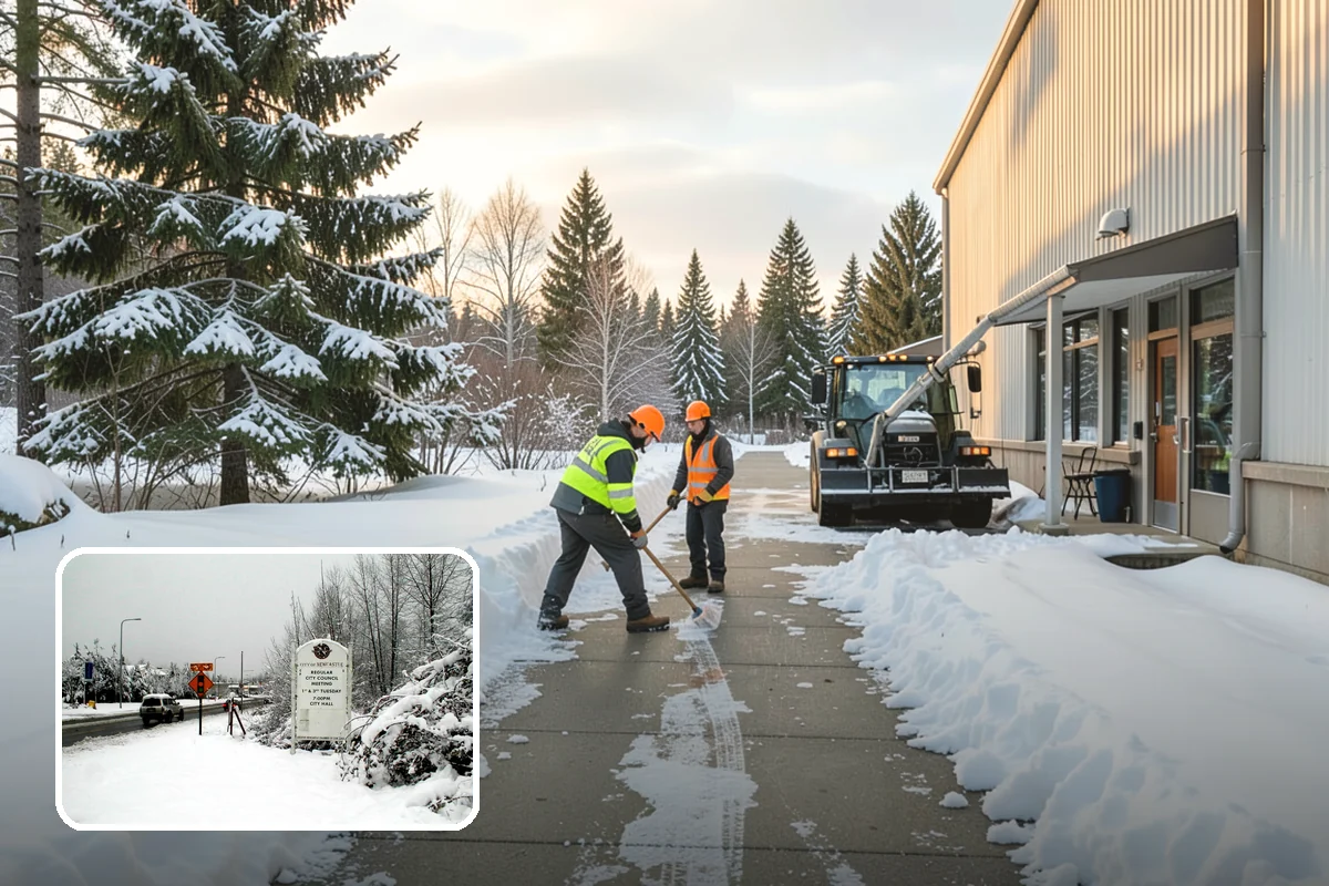 Church Snow Plowing in Newcastle, King County, WA - Main and overflow lots cleared ahead of weekend services