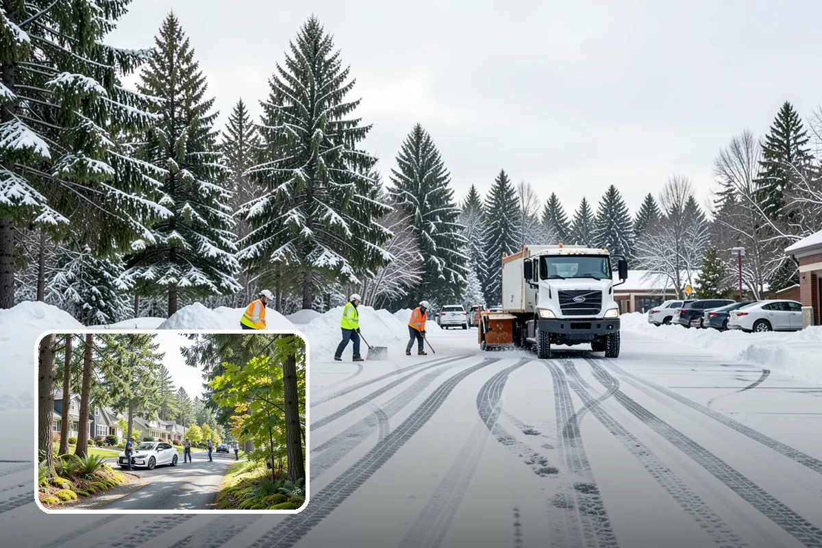 Church Snow Plowing in Normandy Park, King County, WA - Main and overflow lots cleared ahead of weekend services