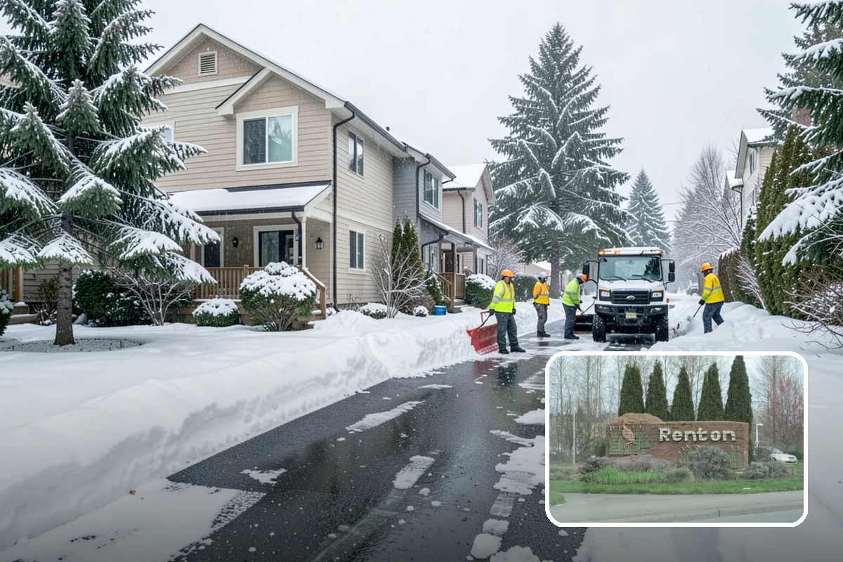 Church Snow Plowing in Renton, King County, WA - Main and overflow lots cleared ahead of weekend services