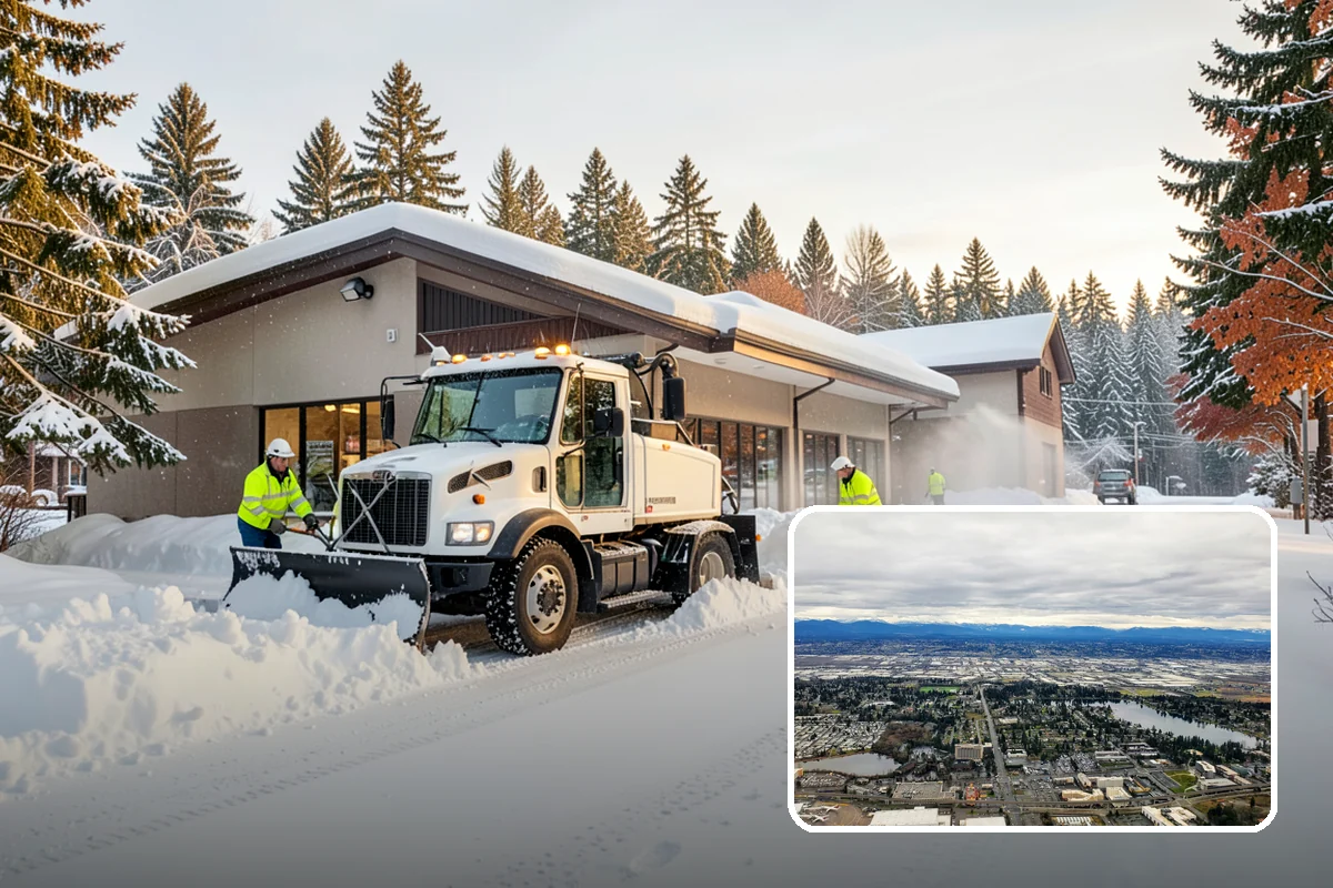Church Snow Plowing in SeaTac, King County, WA - Main and overflow lots cleared ahead of weekend services