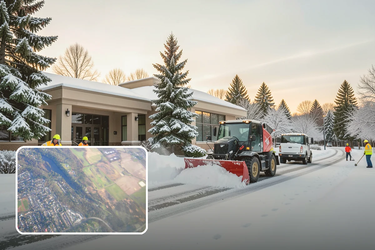 Circular Driveway Snow Removal in Algona, King County, WA - Even clearing around the full loop