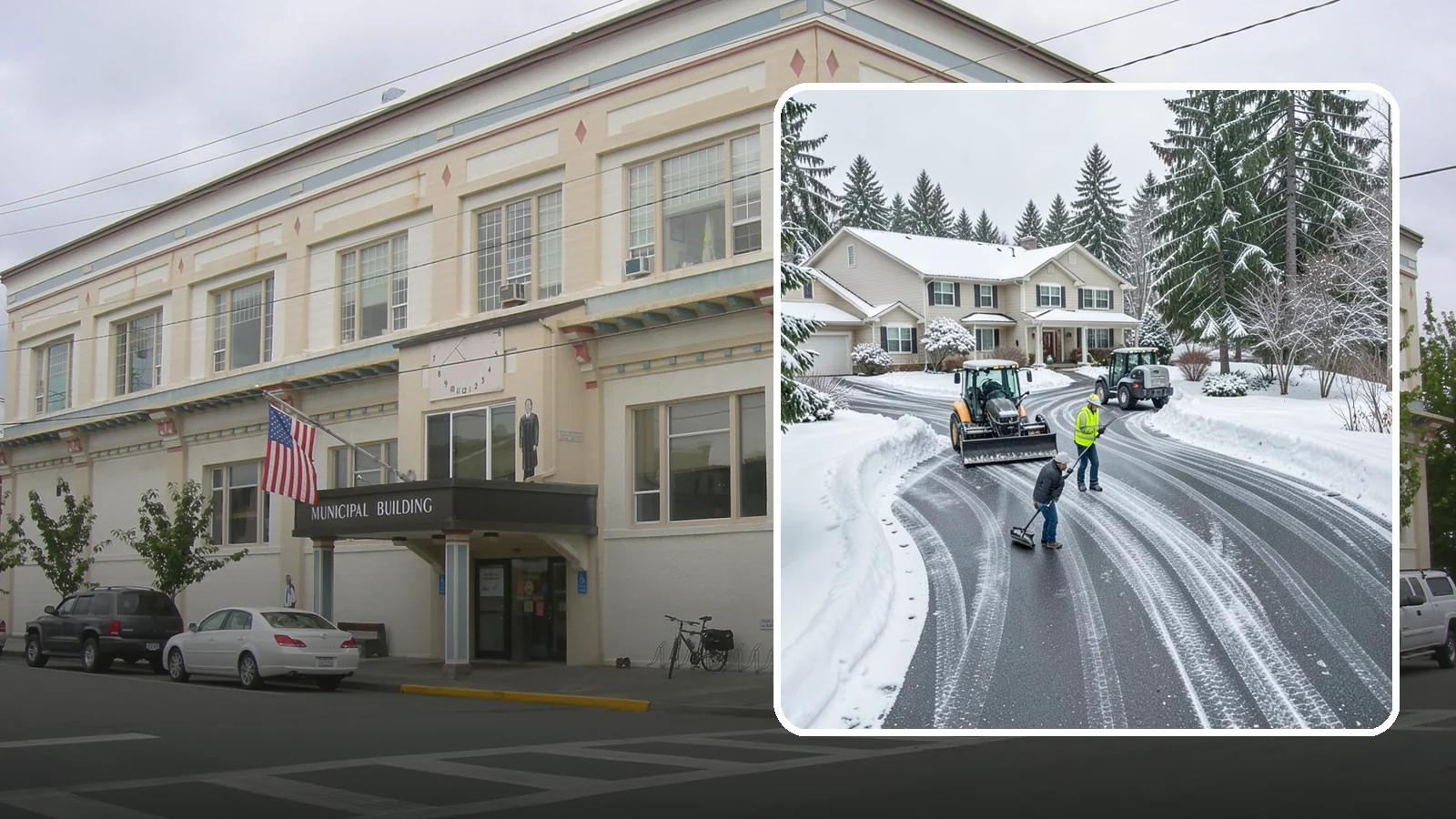 Circular Driveway Snow Removal in Anacortes, Skagit County, WA - We clear curved circular driveways evenly so the full loop stays open and safe.