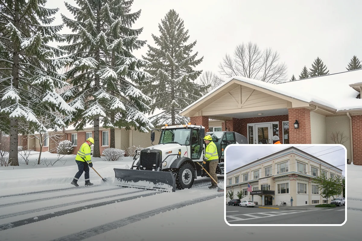 Circular Driveway Snow Removal in Anacortes, Skagit County, WA - Even clearing around the full loop