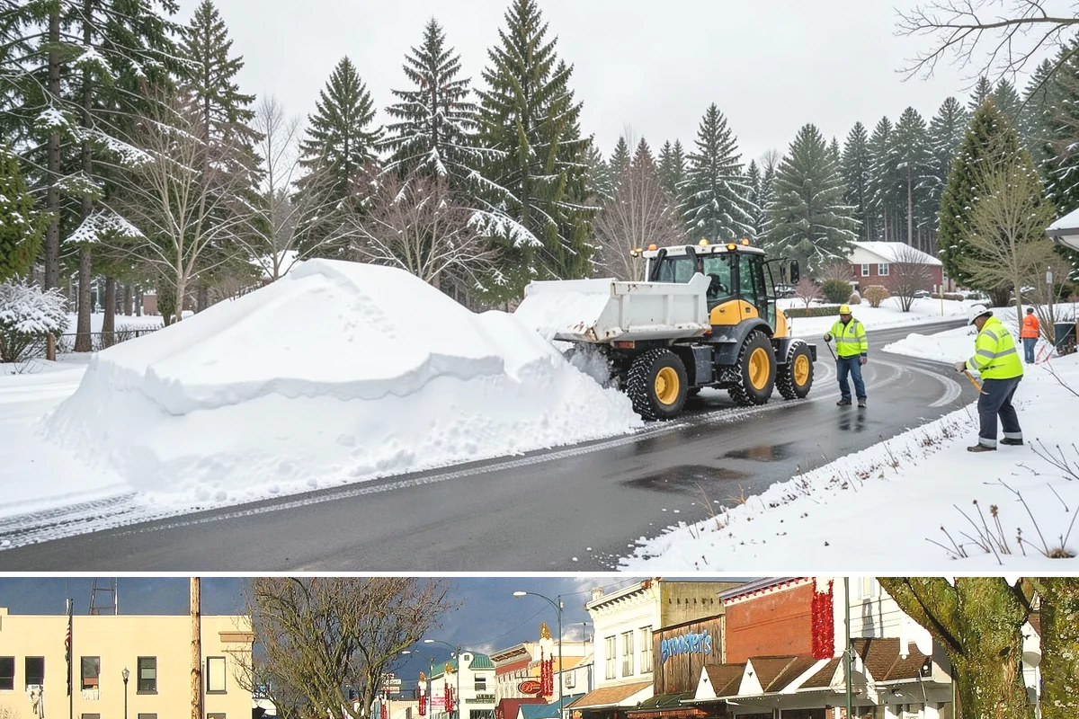Circular Driveway Snow Removal in Arlington, Snohomish County, WA - Circular driveway service is busiest during lowland snowfalls in midwinter.