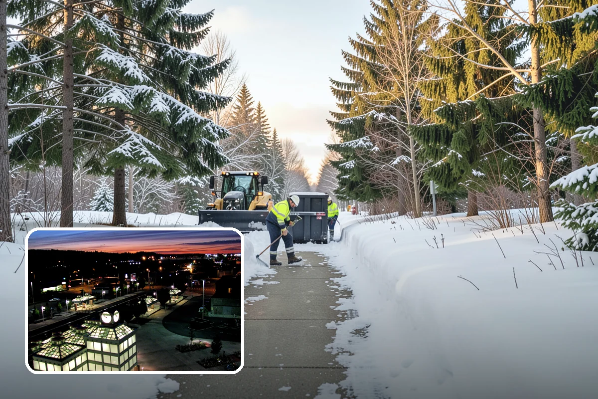 Circular Driveway Snow Removal in Auburn, King County, WA - Even clearing around the full loop