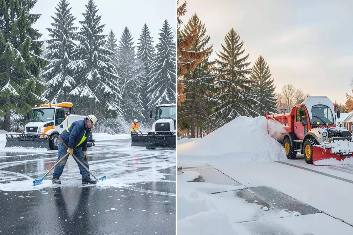 Circular Driveway Snow Removal in Auburn, King County, WA - We clear the full circular path to pavement