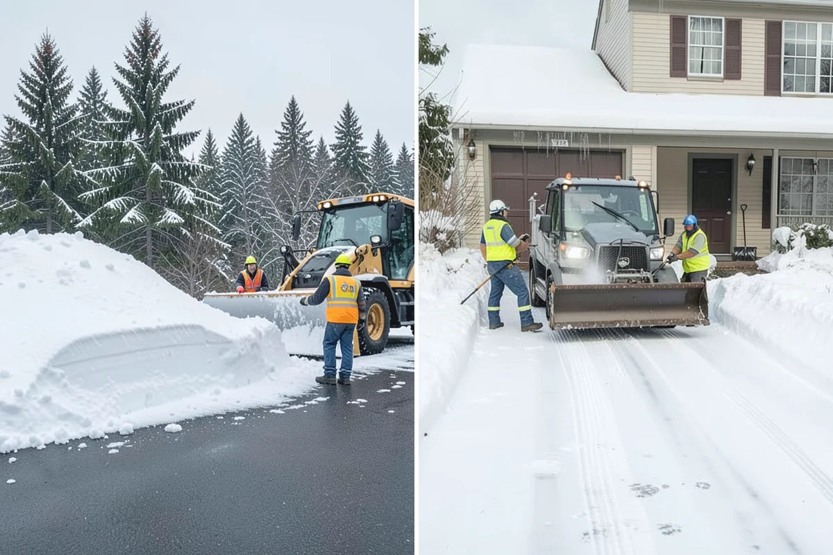 Circular Driveway Snow Removal in Beaux Arts Village, King County, WA - We clear the full circular path to pavement