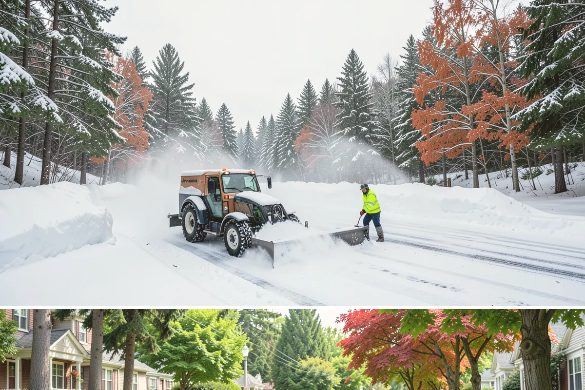Circular Driveway Snow Removal in Beaux Arts Village, King County, WA - Circular driveway service is busiest during lowland snowfalls in midwinter.