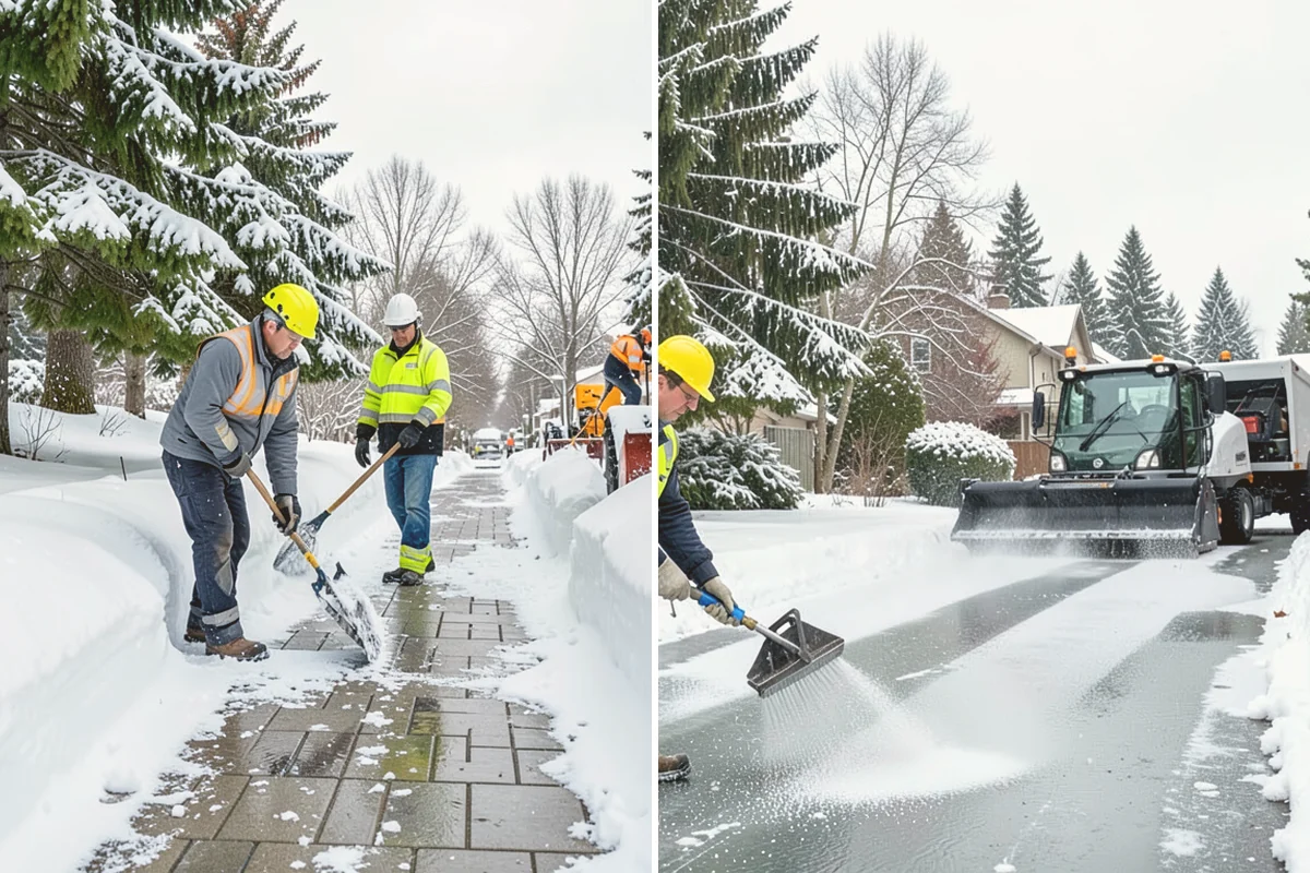 Circular Driveway Snow Removal in Bellevue, King County, WA - We clear the full circular path to pavement