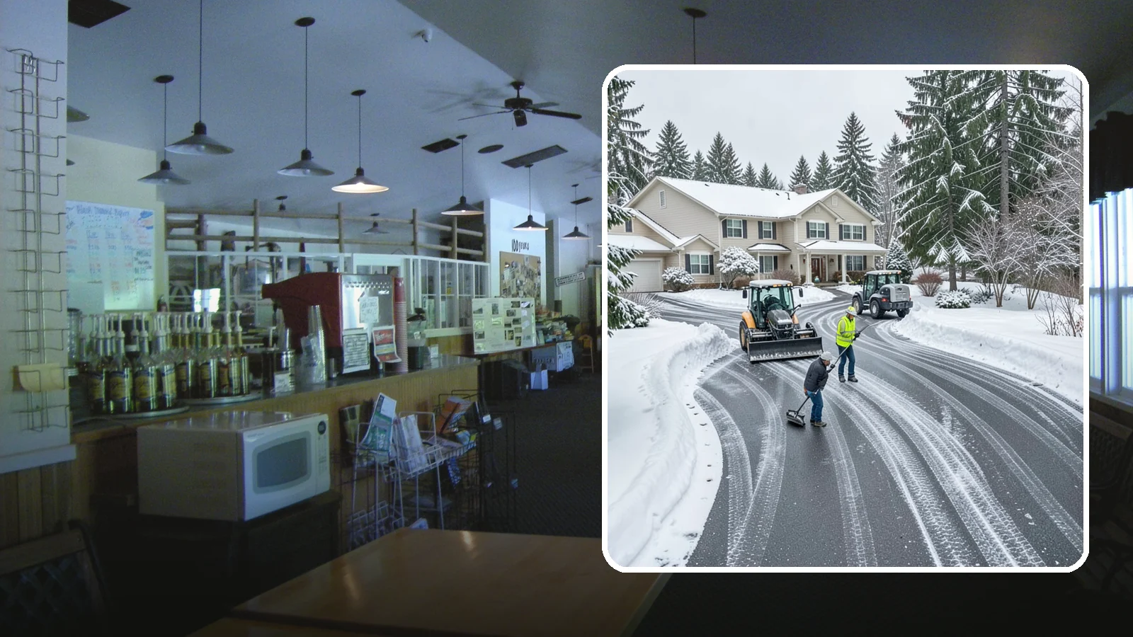 Circular Driveway Snow Removal in Black Diamond, King County, WA - We clear curved circular driveways evenly so the full loop stays open and safe.