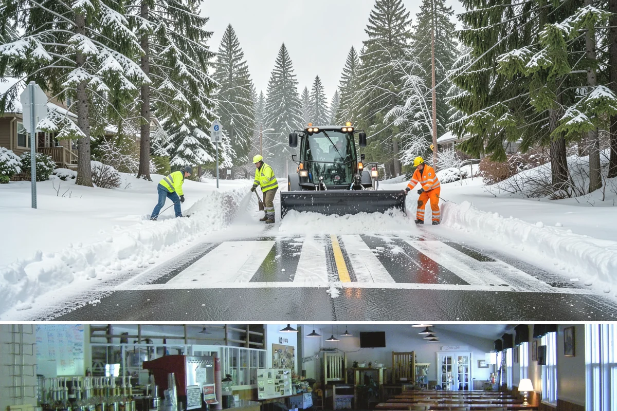 Circular Driveway Snow Removal in Black Diamond, King County, WA - Circular driveway service is busiest during lowland snowfalls in midwinter.