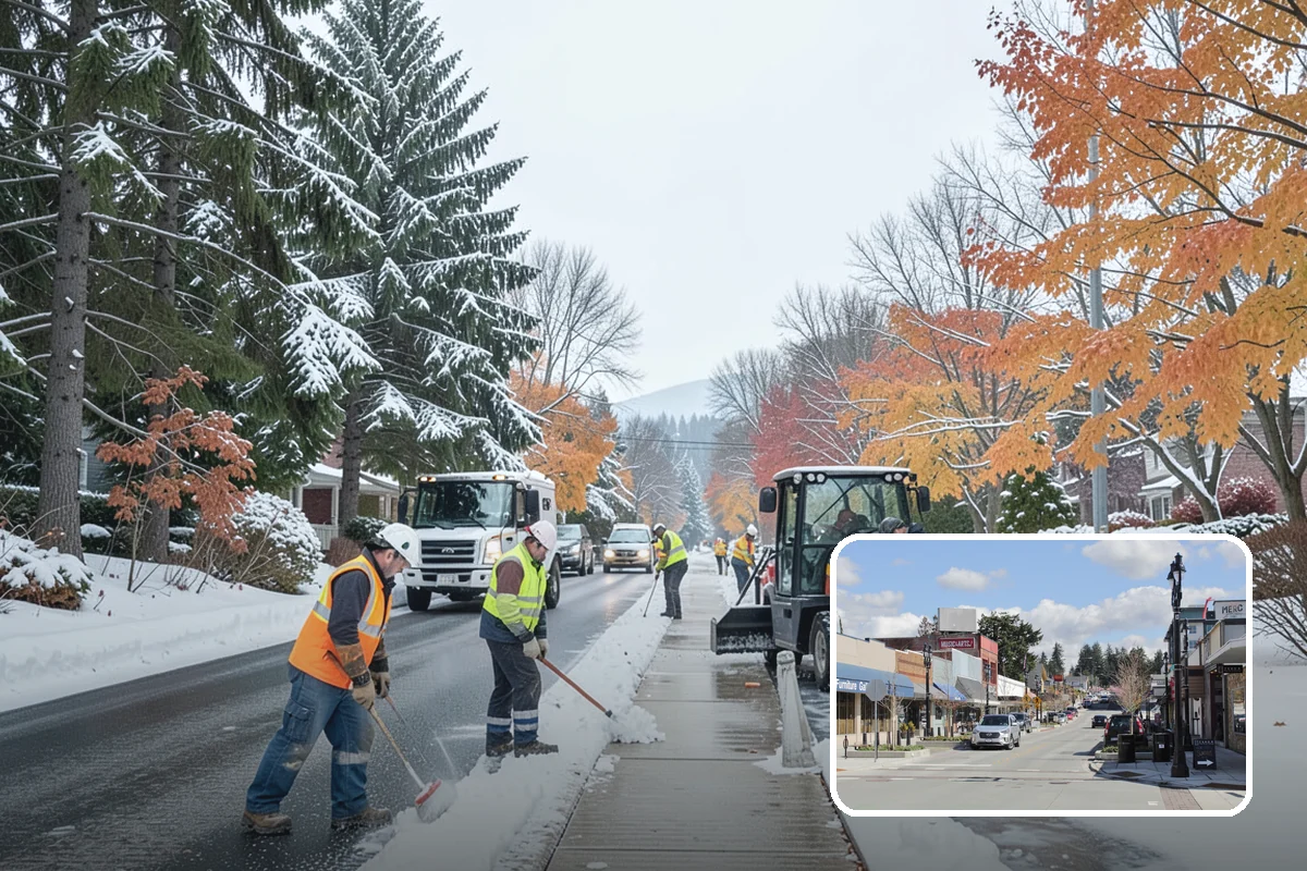 Circular Driveway Snow Removal in Bothell, King County, WA - Even clearing around the full loop